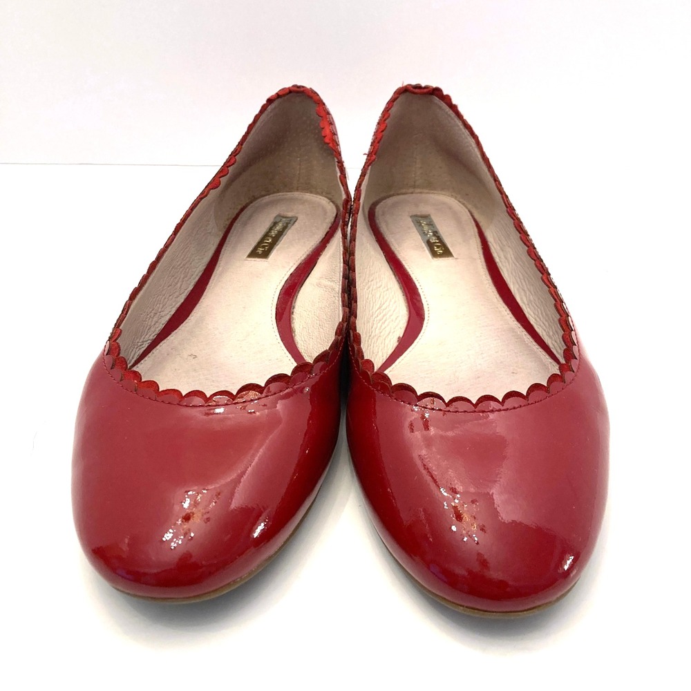 Louise et Cie Caynlee Red Patent Leather Ballet Flats Scalloped Edge Womens 9 39 - Picture 3 of 9